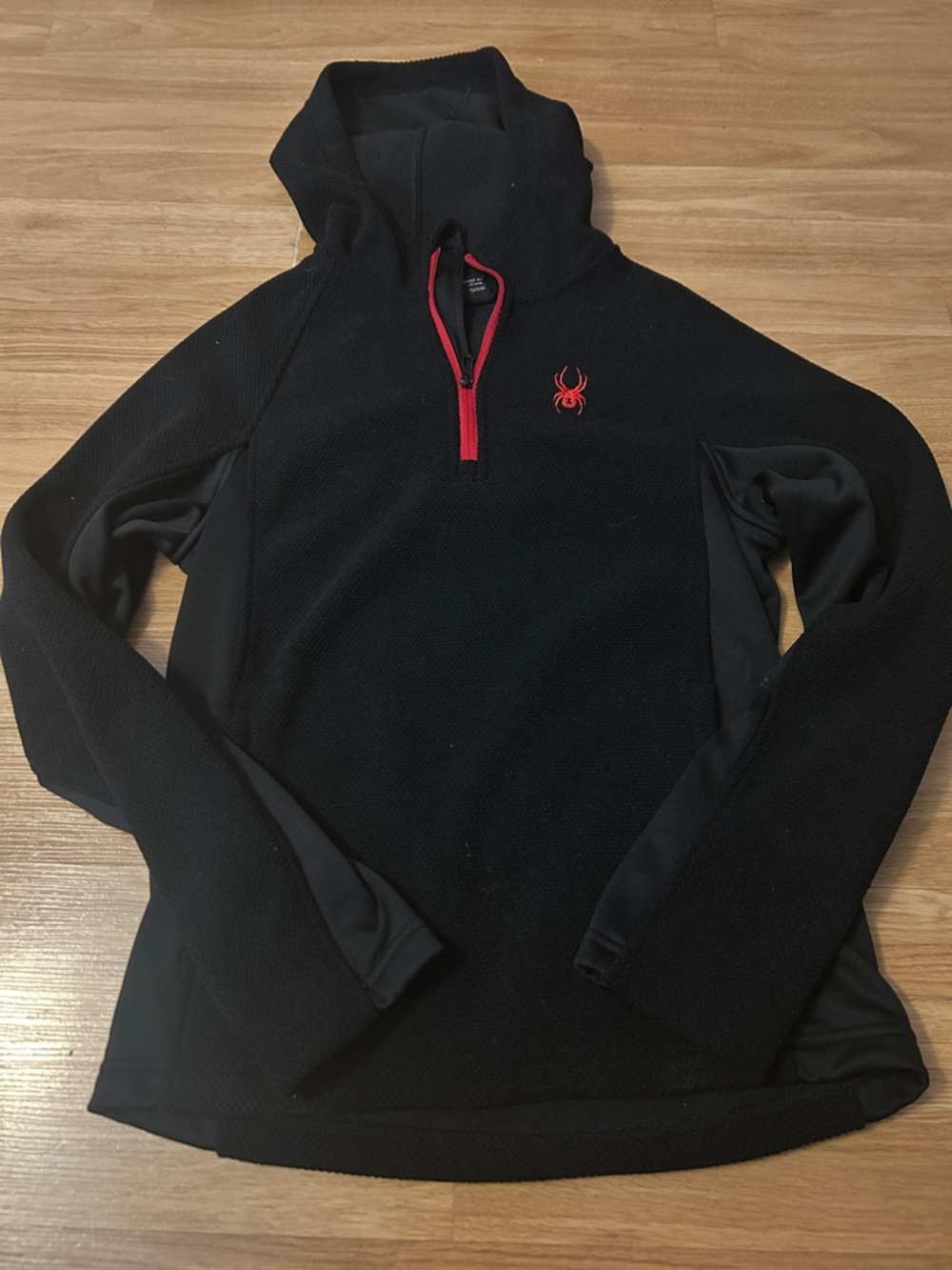 Spyder Men’s Black Half-Zip Pullover with Red Accents